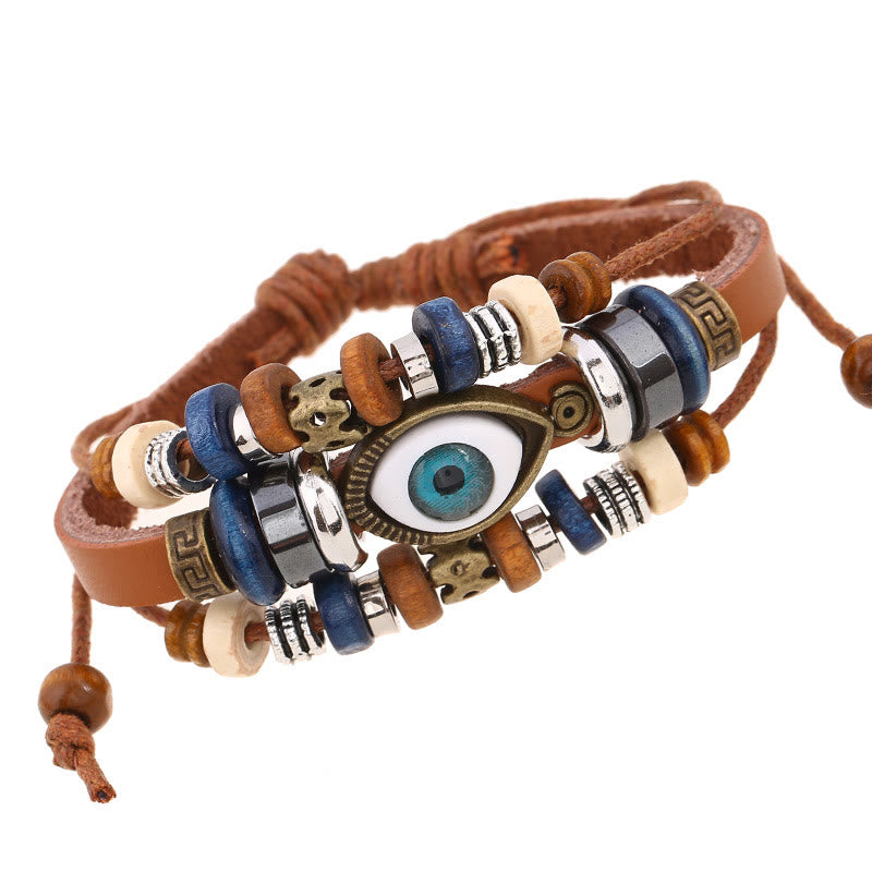Tibetan Evil Eye Leather Adjustable Protection Bracelet - Image 16