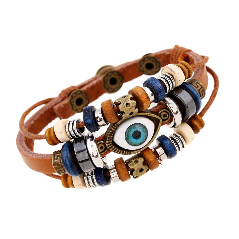 Tibetan Evil Eye Leather Adjustable Protection Bracelet - Image 46