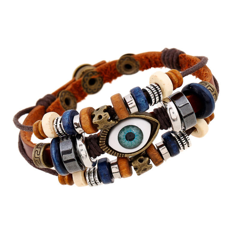 Tibetan Evil Eye Leather Adjustable Protection Bracelet - Image 38