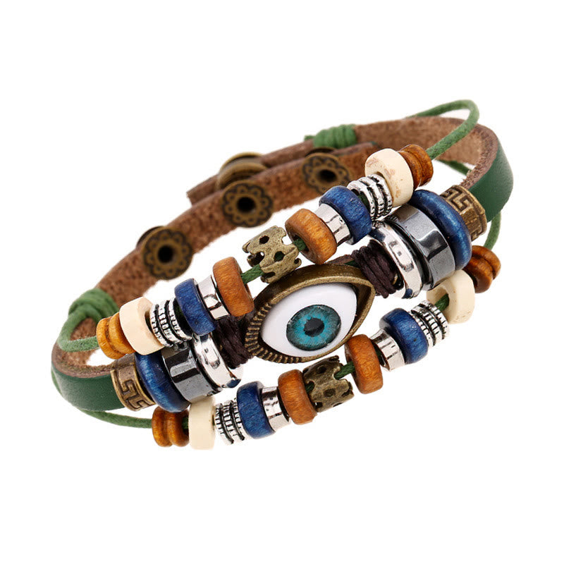 Tibetan Evil Eye Leather Adjustable Protection Bracelet - Image 50