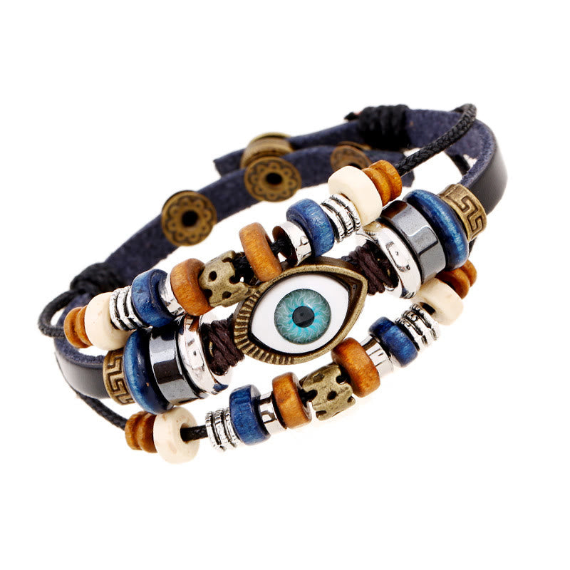 Tibetan Evil Eye Leather Adjustable Protection Bracelet - Image 33