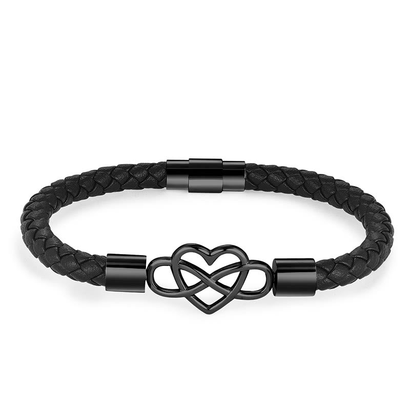 Endless Knot Heart Leather Titanium Steel Strength Buckle Bracelet - Image 6