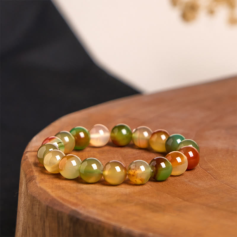 Natural Colorful Peacock Agate Courage Purify Bracelet