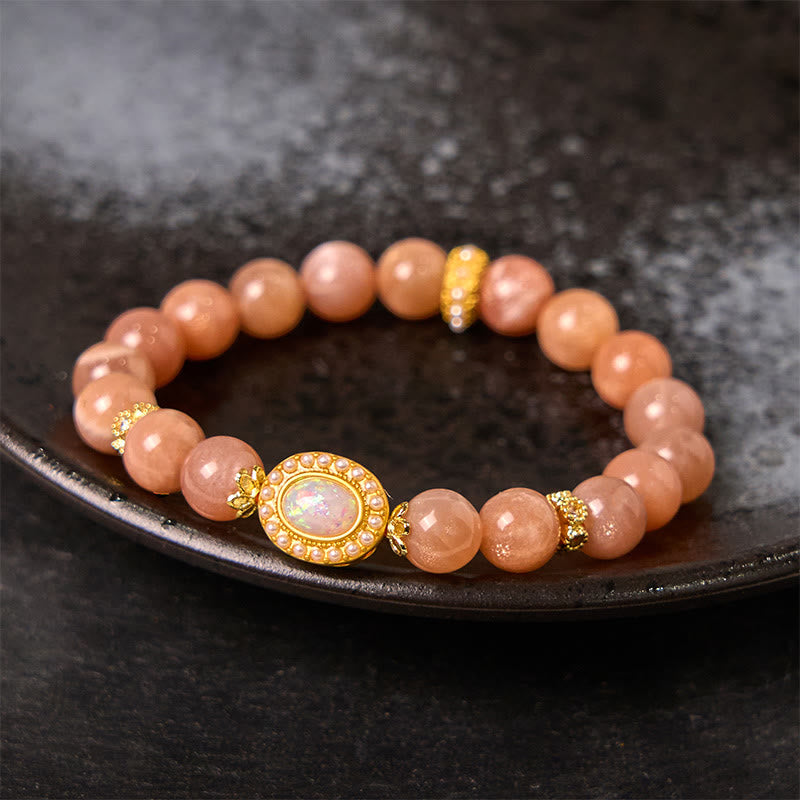 Natural Peach Moonstone Adjustable Soothing Bracelet