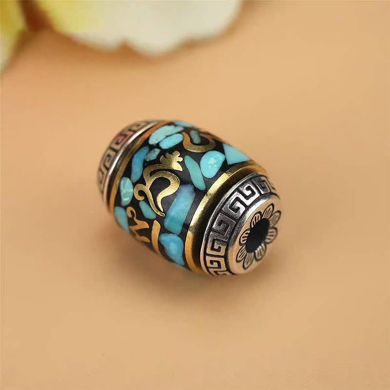 Tibet Om Mani Padme Hum Dzi Bead Pattern Protection Rotatable Necklace Pendant - Image 8