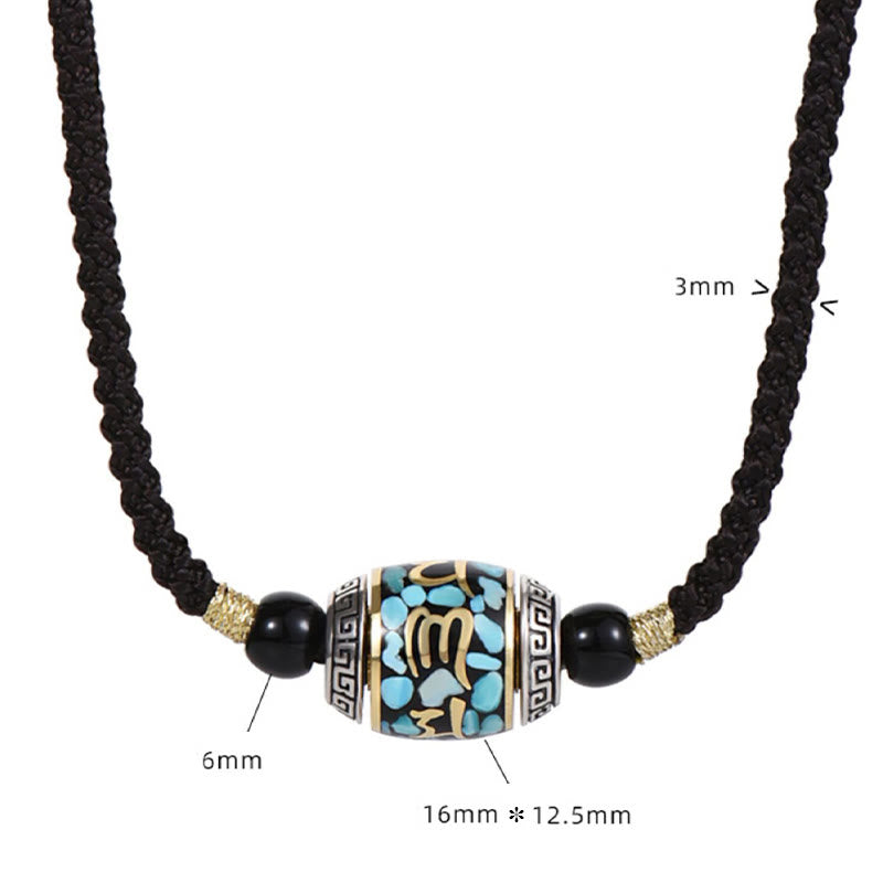 Tibet Om Mani Padme Hum Dzi Bead Pattern Protection Rotatable Necklace Pendant - Image 10