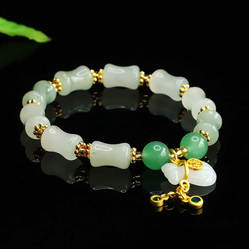 Natural Tianshan Jade Fu Character Money Bag Pattern Prosperity Bracelet - Image 5