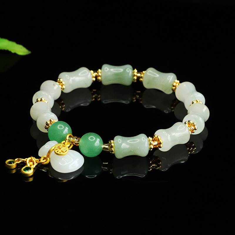 Natural Tianshan Jade Fu Character Money Bag Pattern Prosperity Bracelet - Image 8