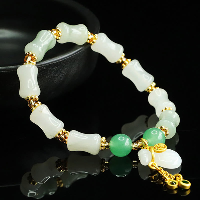 Natural Tianshan Jade Fu Character Money Bag Pattern Prosperity Bracelet - Image 4