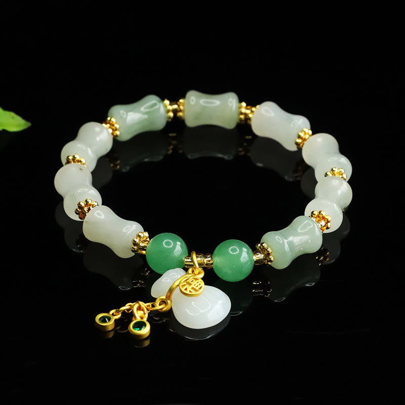Natural Tianshan Jade Fu Character Money Bag Pattern Prosperity Bracelet