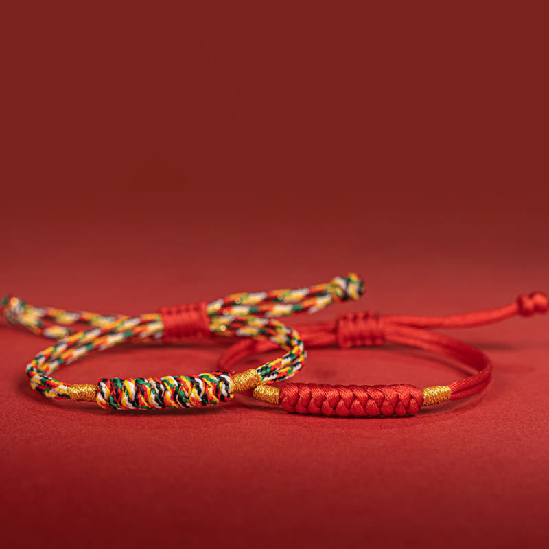 Handmade Braided Red String Happy Knot Flat Knot Colorful Rope Bracelet - Image 14