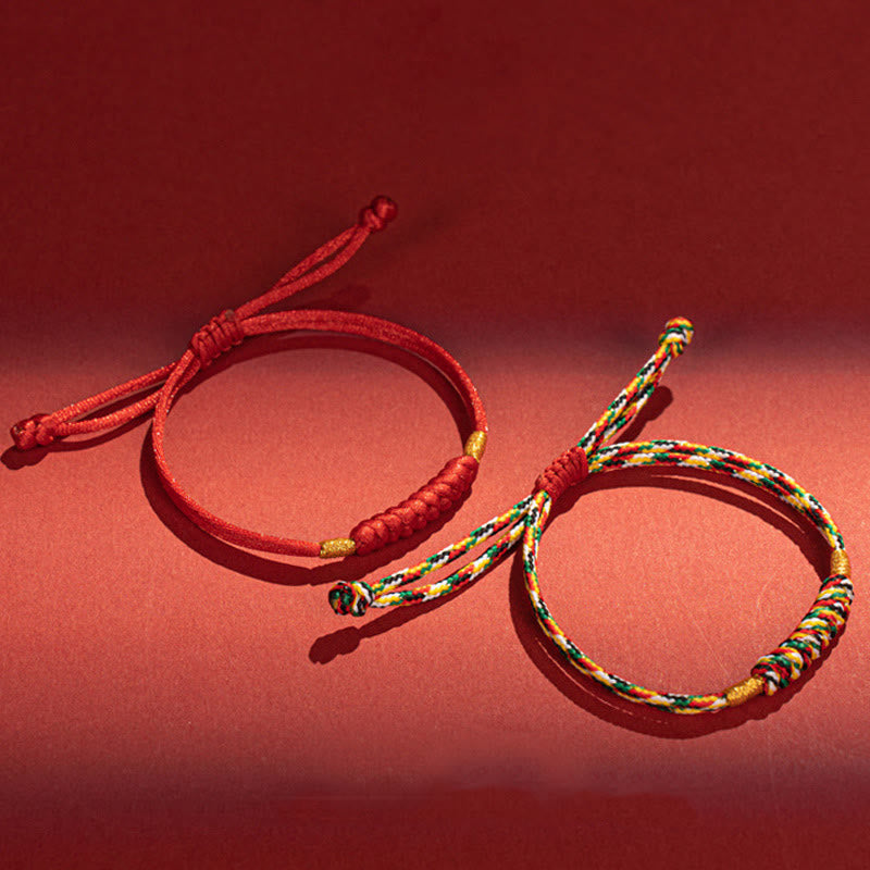 Handmade Braided Red String Happy Knot Flat Knot Colorful Rope Bracelet - Image 15