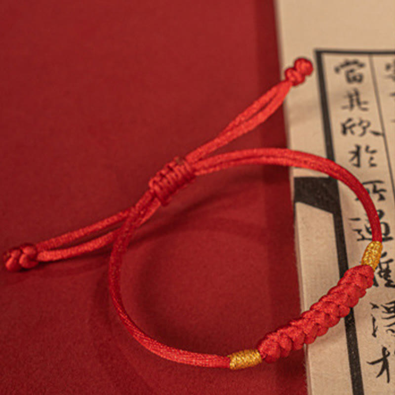 Handmade Braided Red String Happy Knot Flat Knot Colorful Rope Bracelet - Image 3