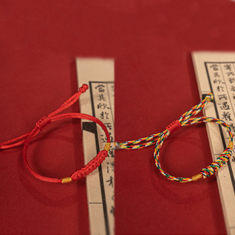 Handmade Braided Red String Happy Knot Flat Knot Colorful Rope Bracelet - Image 17