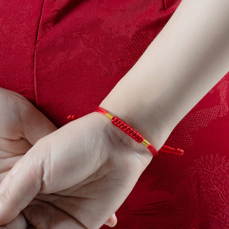 Handmade Braided Red String Happy Knot Flat Knot Colorful Rope Bracelet - Image 5