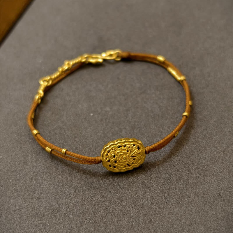 Handmade Copper Gold Plated Peony String Balance Bracelet
