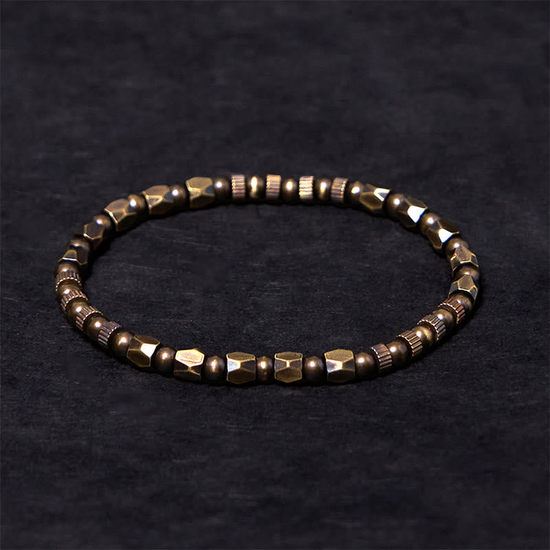 Retro Distressed Irregular Design Copper Brass Luck Bracelet