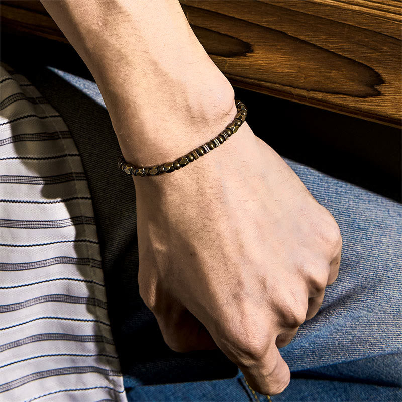 Retro Distressed Irregular Design Copper Brass Luck Bracelet - Image 5