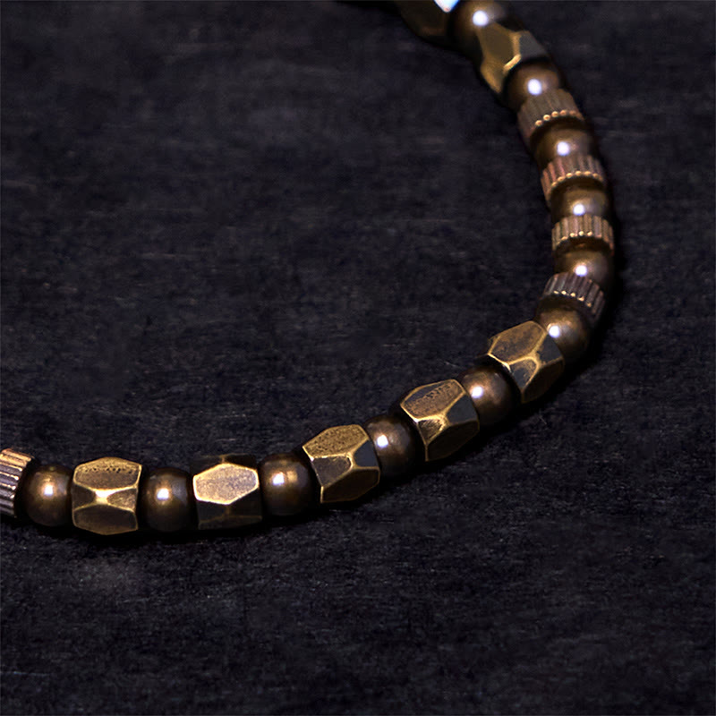 Retro Distressed Irregular Design Copper Brass Luck Bracelet - Image 3