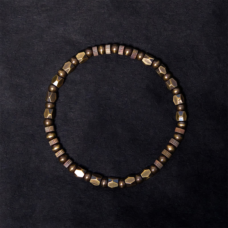 Retro Distressed Irregular Design Copper Brass Luck Bracelet - Image 2