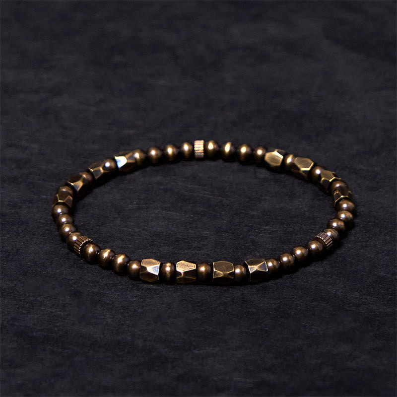Vintage Distressed Simple Design Copper Brass Beads Wealth Bracelet