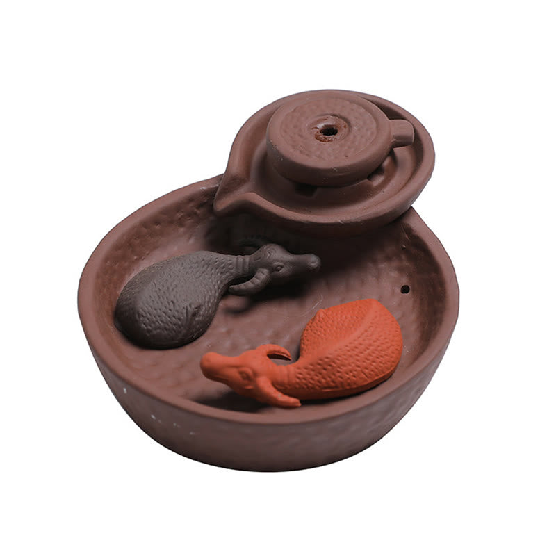Koi Fish Ox Purple Clay Ceramic Incense Stick Holder Healing Incense Burner Decoration - Image 6