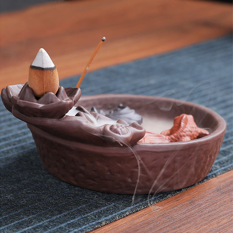 Koi Fish Ox Purple Clay Ceramic Incense Stick Holder Healing Incense Burner Decoration - Image 11