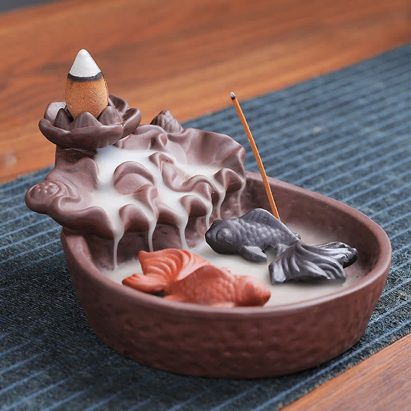 Koi Fish Ox Purple Clay Ceramic Incense Stick Holder Healing Incense Burner Decoration - Image 10