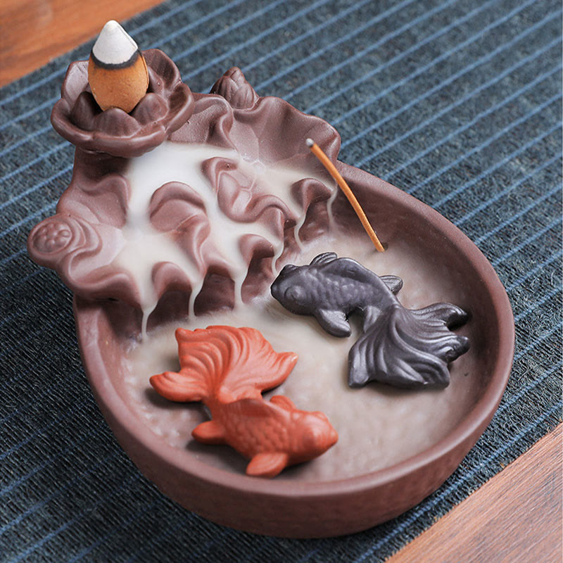 Koi Fish Ox Purple Clay Ceramic Incense Stick Holder Healing Incense Burner Decoration - Image 9