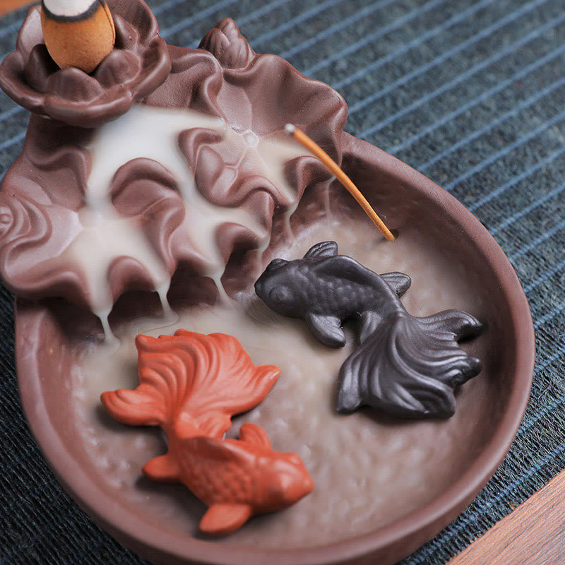 Koi Fish Ox Purple Clay Ceramic Incense Stick Holder Healing Incense Burner Decoration - Image 12
