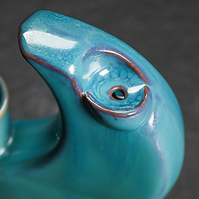 Blue Crescent Moon Ceramic Backflow Smoke Fountain Meditation Candlestick Incense Burner Decoration - Image 11