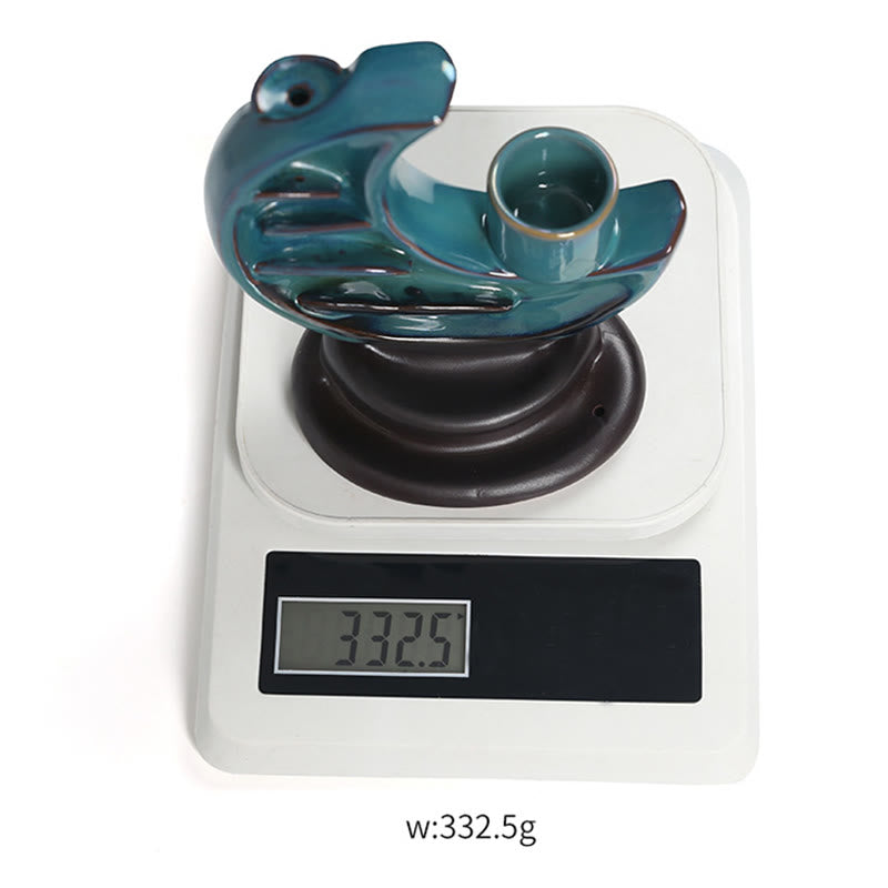 Blue Crescent Moon Ceramic Backflow Smoke Fountain Meditation Candlestick Incense Burner Decoration - Image 16