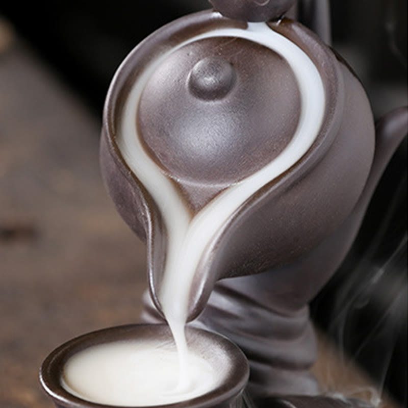 Buddha Hand Holding Teapot Cup Ceramic Backflow Smoke Fountain Healing Incense Burner Decoration - Image 6