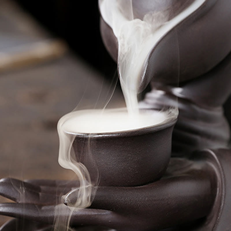 Buddha Hand Holding Teapot Cup Ceramic Backflow Smoke Fountain Healing Incense Burner Decoration - Image 7