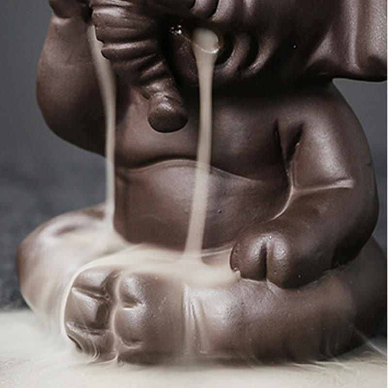 Cute Elephant Purple Clay Backflow Smoke Fountain Peace Healing Incense Burner Decoration - Image 13