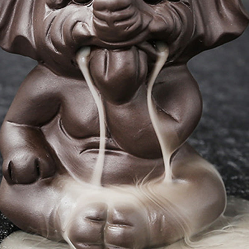 Cute Elephant Purple Clay Backflow Smoke Fountain Peace Healing Incense Burner Decoration - Image 33