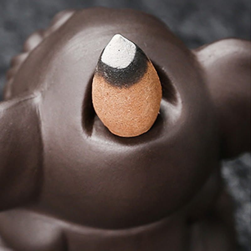 Cute Elephant Purple Clay Backflow Smoke Fountain Peace Healing Incense Burner Decoration - Image 26