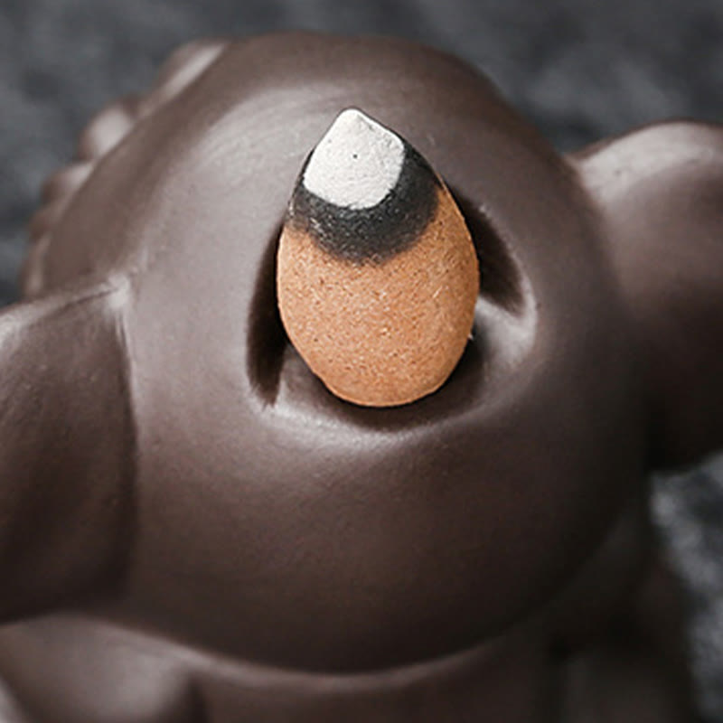 Cute Elephant Purple Clay Backflow Smoke Fountain Peace Healing Incense Burner Decoration - Image 34