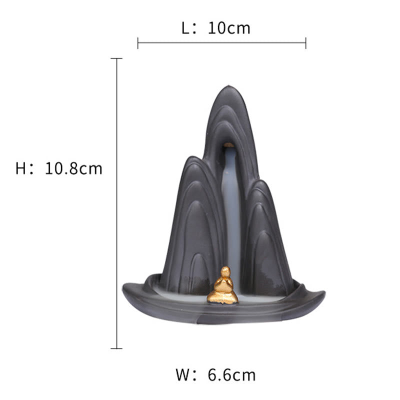 Little Monk Mountains Flowing Water Purple Clay Ceramic Healing Backflow Incense Burner Decoration - Image 7