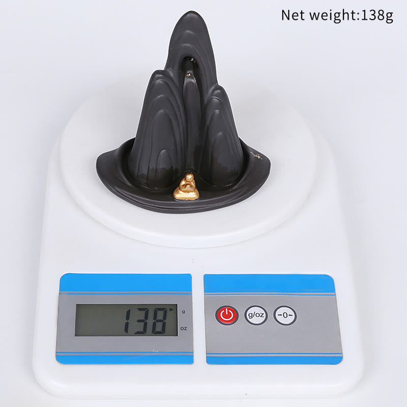 Little Monk Mountains Flowing Water Purple Clay Ceramic Healing Backflow Incense Burner Decoration - Image 13