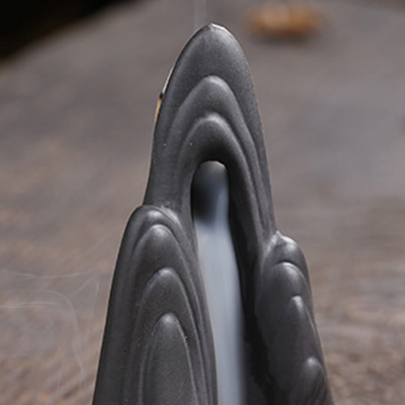 Little Monk Mountains Flowing Water Purple Clay Ceramic Healing Backflow Incense Burner Decoration - Image 9