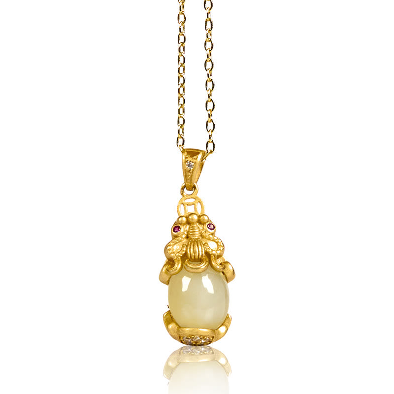 White Jade PiXiu Wealth Luck Chain Necklace Pendant - Image 4