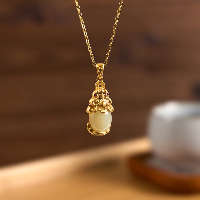 White Jade PiXiu Wealth Luck Chain Necklace Pendant - Image 3