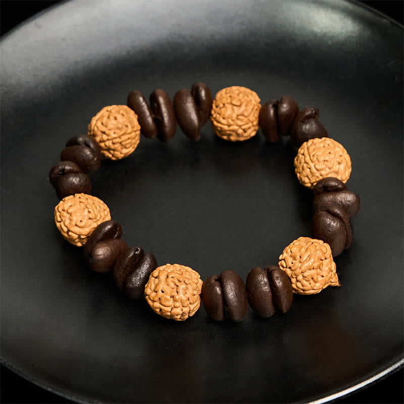 Handmade Natural Coffee Beans Bodhi Seed Luck Bracelet - Image 5