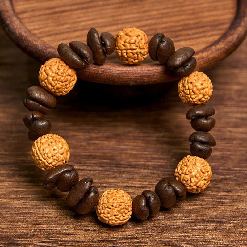 Handmade Natural Coffee Beans Bodhi Seed Luck Bracelet - Image 3