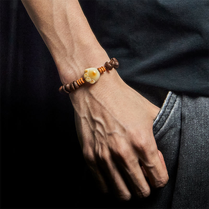 Natural Cat's Paw Coffee Beans Bodhi Seed Beads Bracelet - Image 5