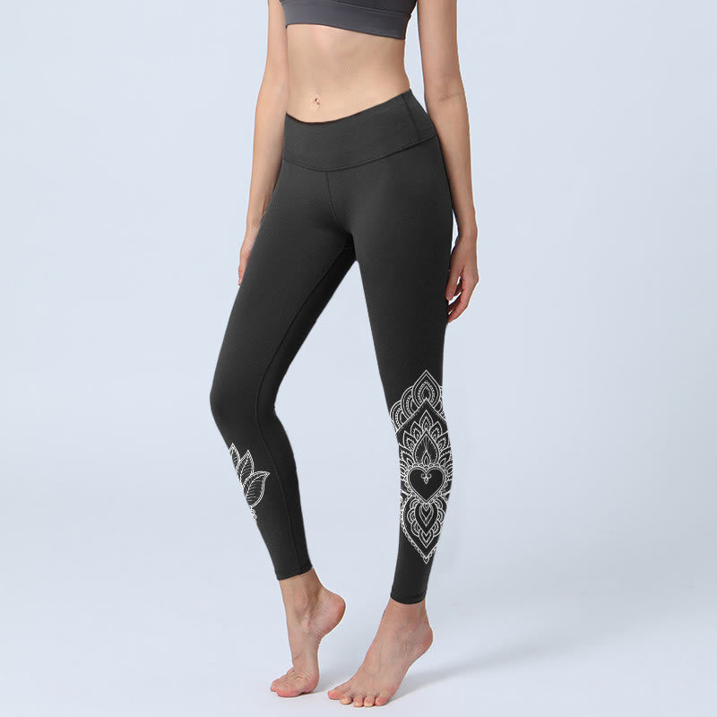 Heart-shaped Petals Flowers Print Gym Leggings Women's Yoga Pants