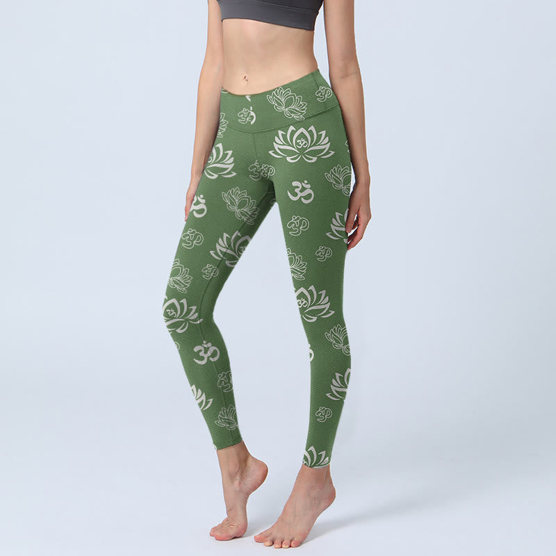 Lotus Flower OM Symbol Print Gym Leggings Women's Yoga Pants
