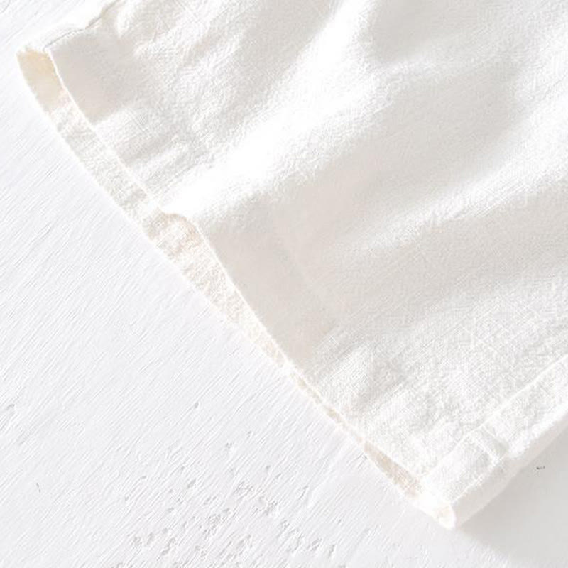 Summer Solid Color Drawstring Elastic Waist Men's Cotton Linen Shorts With Pockets - Image 10