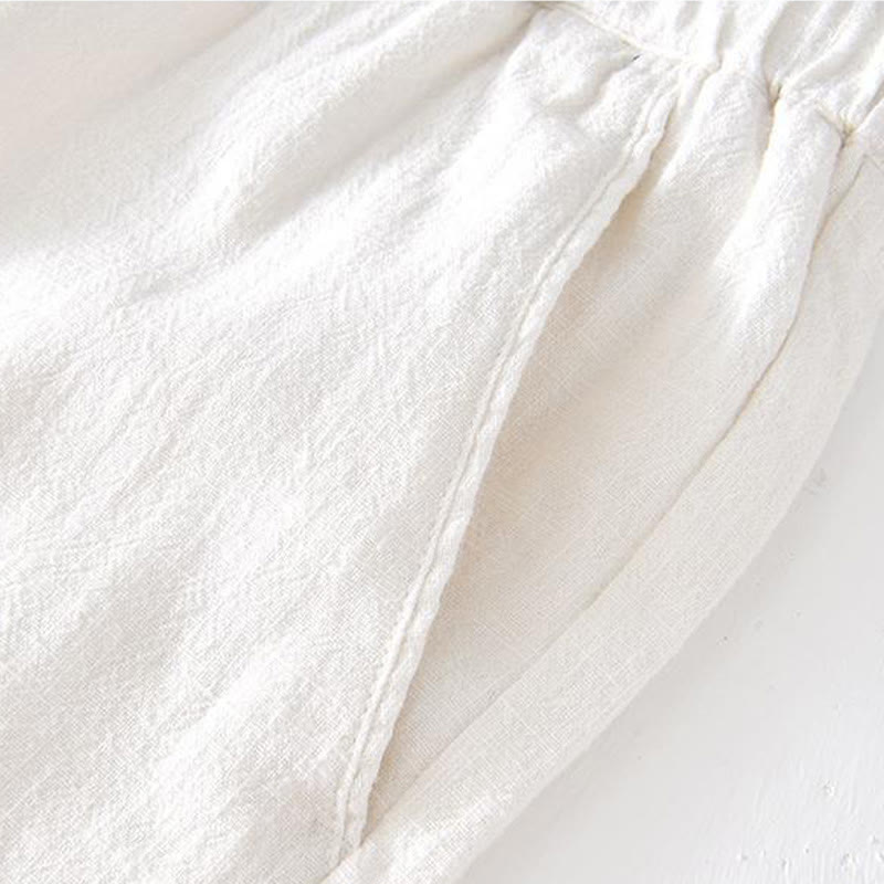 Summer Solid Color Drawstring Elastic Waist Men's Cotton Linen Shorts With Pockets - Image 9